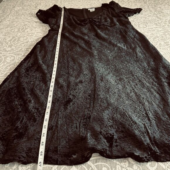DKNY Dress Women 18W Black Burnout Velvet Slit Sweetheart Sheer Classy Glam NWT - Picture 6 of 16